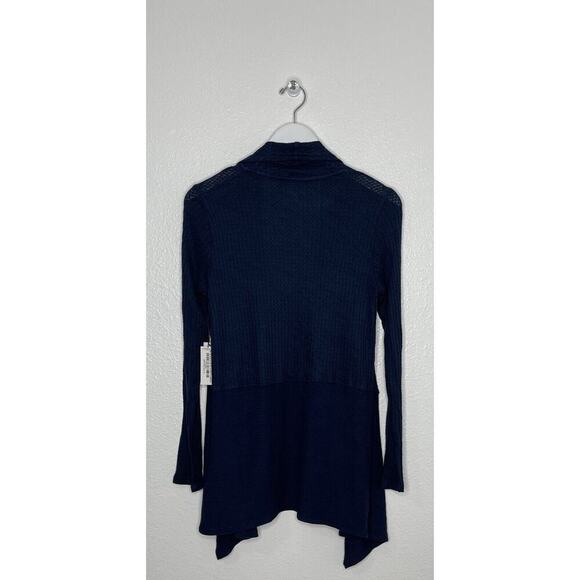 VELVET Navy Marble Textured Stitch Fix Thermal Waffle Cardigan Size S NWOT - Picture 3 of 5